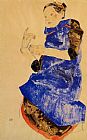 Egon Schiele Girl in a Blue Apron painting